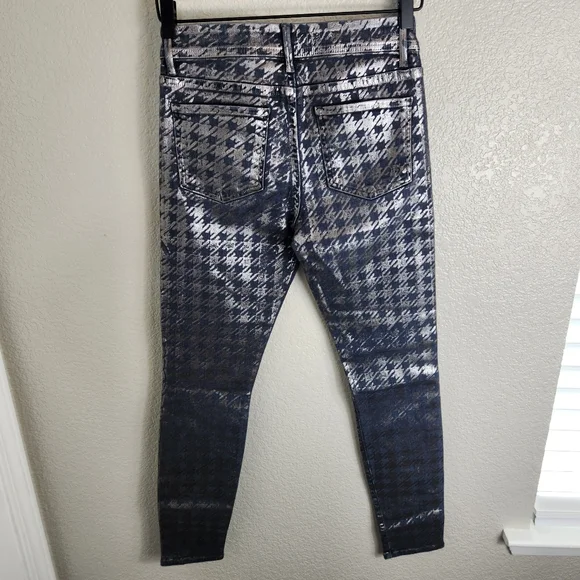 Fidelity Denim Sola Metallic Mid Rise Ankle Pants Silver Fox 26 - Picture 4 of 9